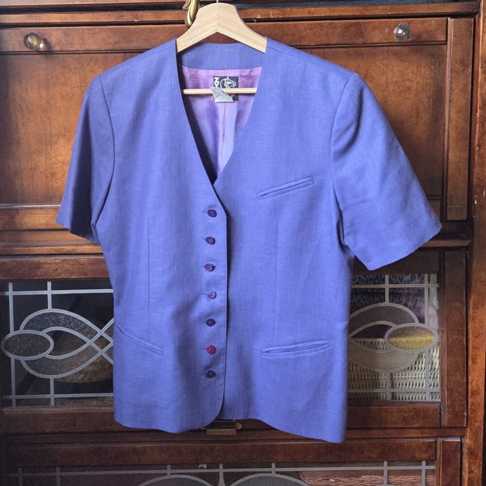 Beautiful Periwinkle Blazer and Skirt Linen Blend